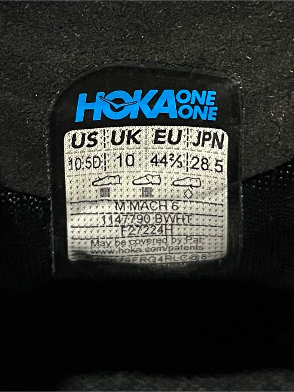 New Hoka One One Mach 6 Running Shoes Black White Mens Size Training Gym - Picture 16 of 16